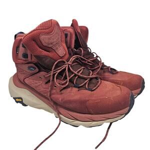 Hoka Kaha 2 12.5 Red Orange Hiking Boot Gorpcore Lace Up Outdoor Running